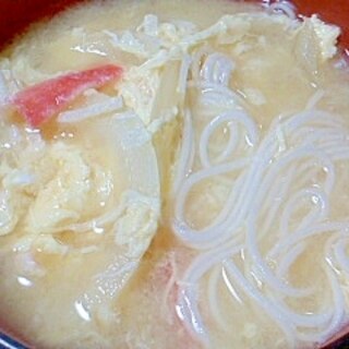 カニカマ玉子のそうめん味噌汁